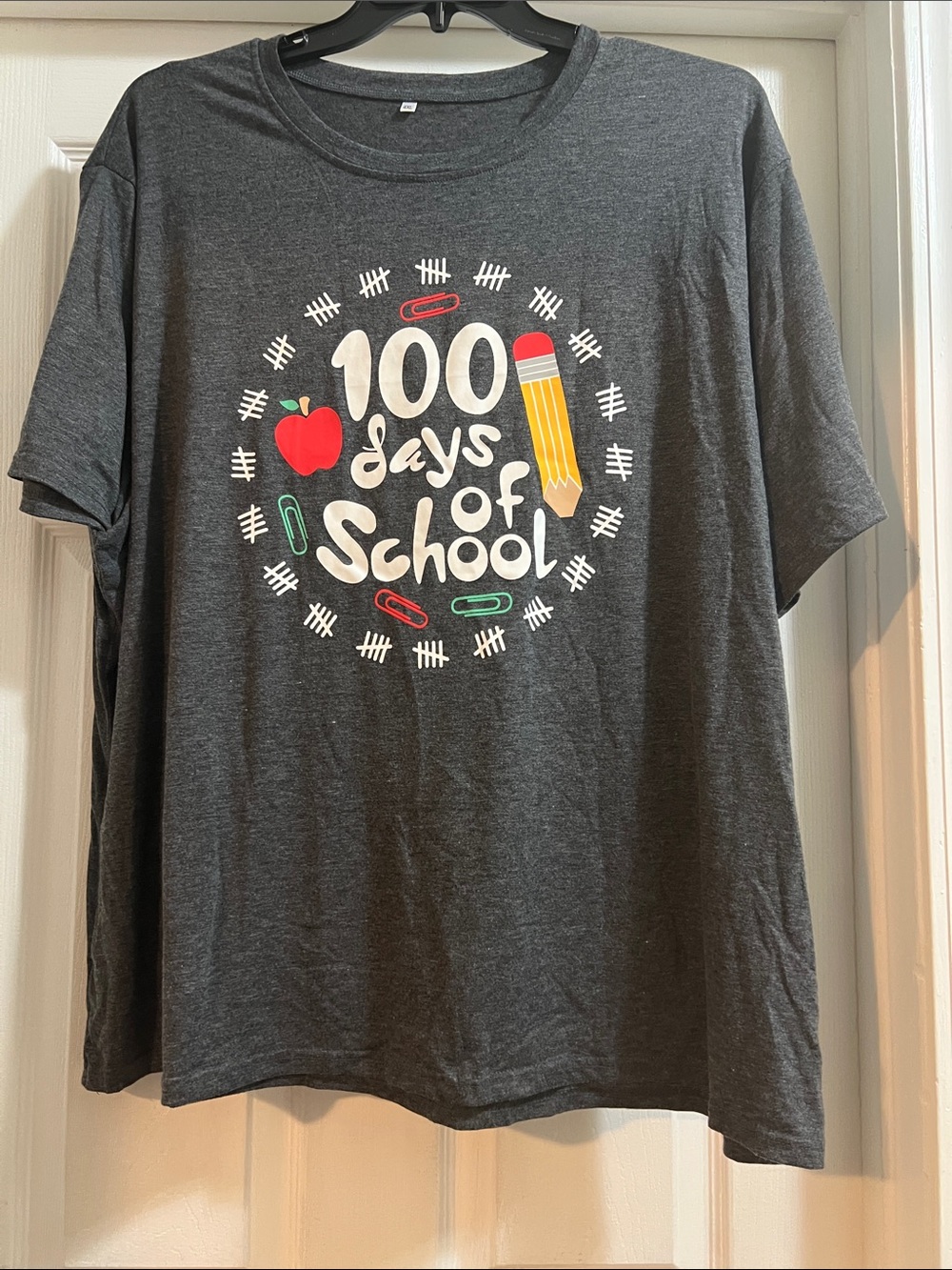 Women's Charcoal Gray '100 Days of School' Graphic Short Sleeve Tee